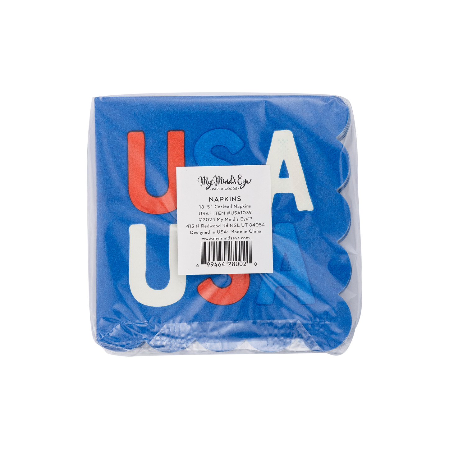 USA Scalloped Cocktail Napkin