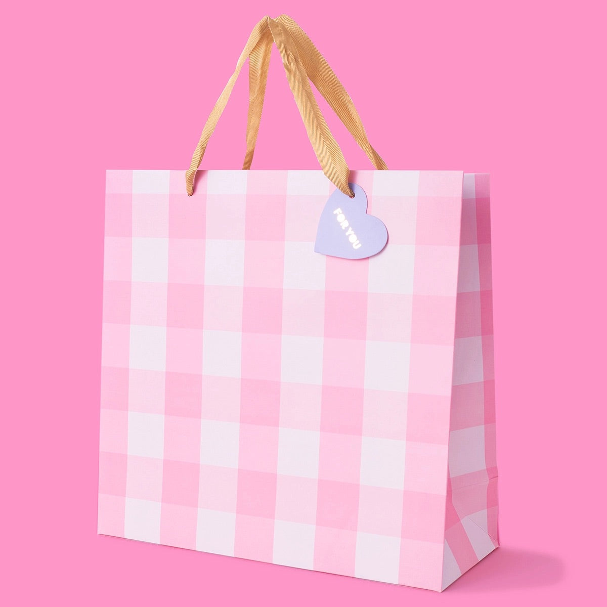 Pink Gingham Gift Bag, Large