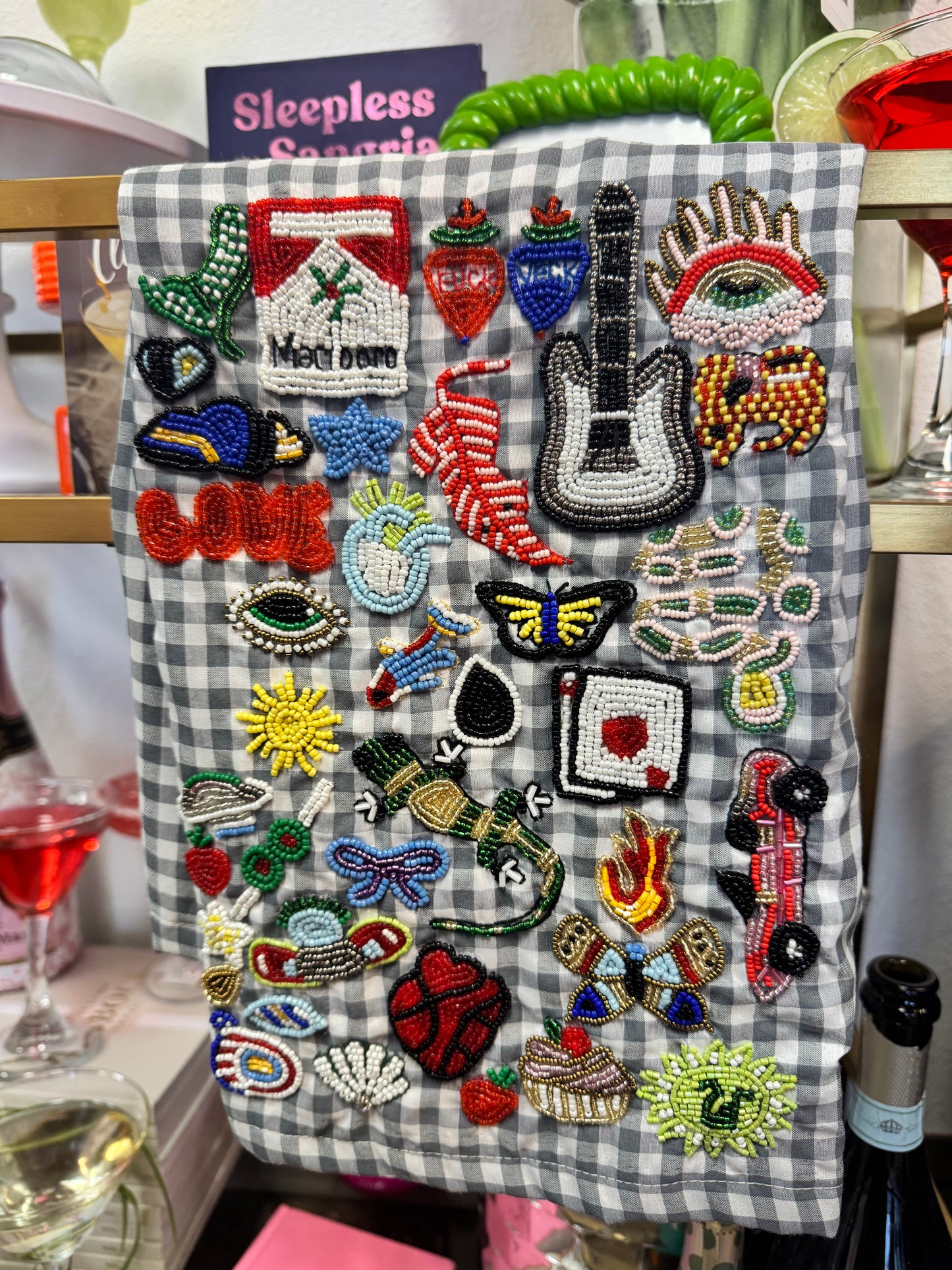 Punk Beaded Tea Towel