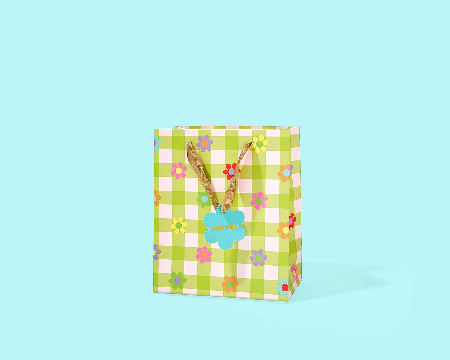 Gingham Flowers Gift Bag | Medium