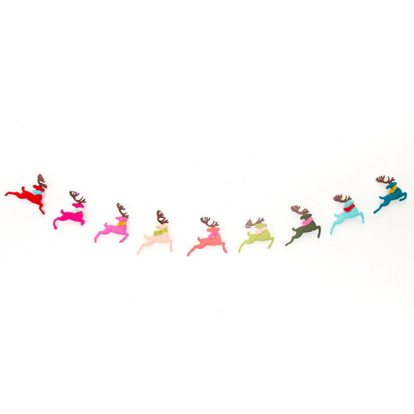 Leaping Reindeer Felt Garland
