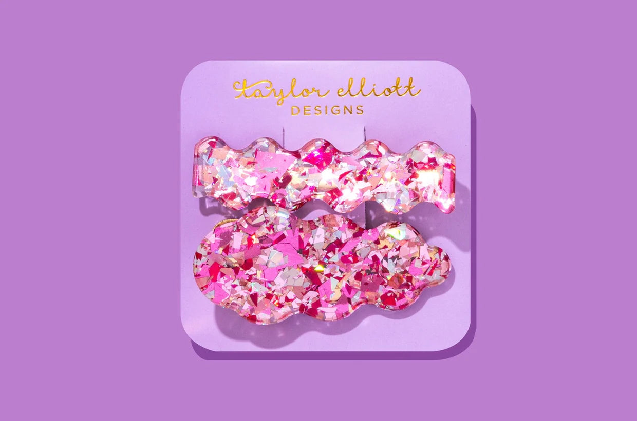 Pink Confetti Hair Clip Set