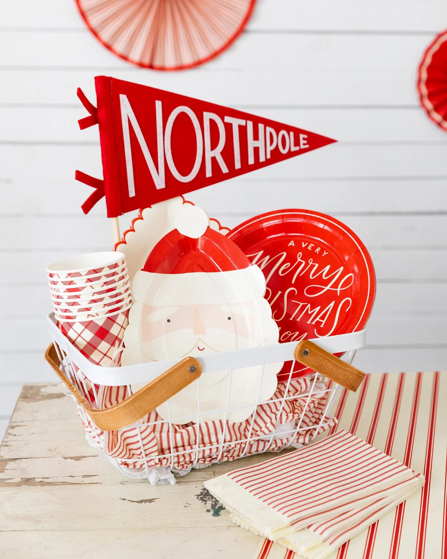 Red Striped Fringe Guest Napkin
