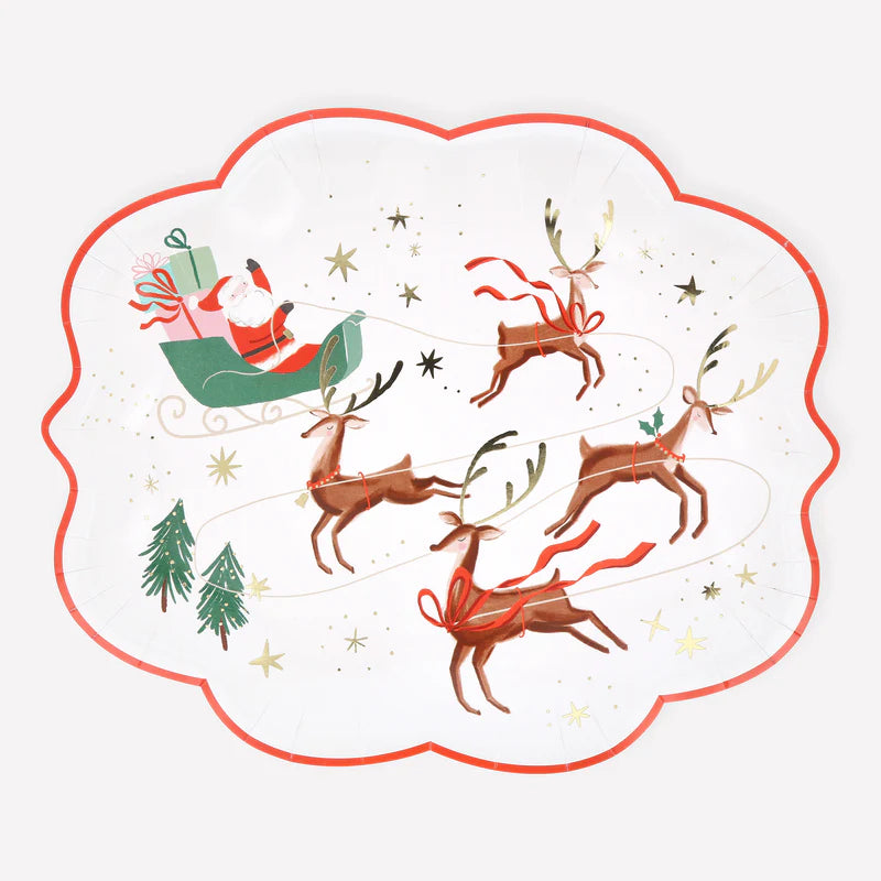 Santa, Sleigh, & Reindeer Plates