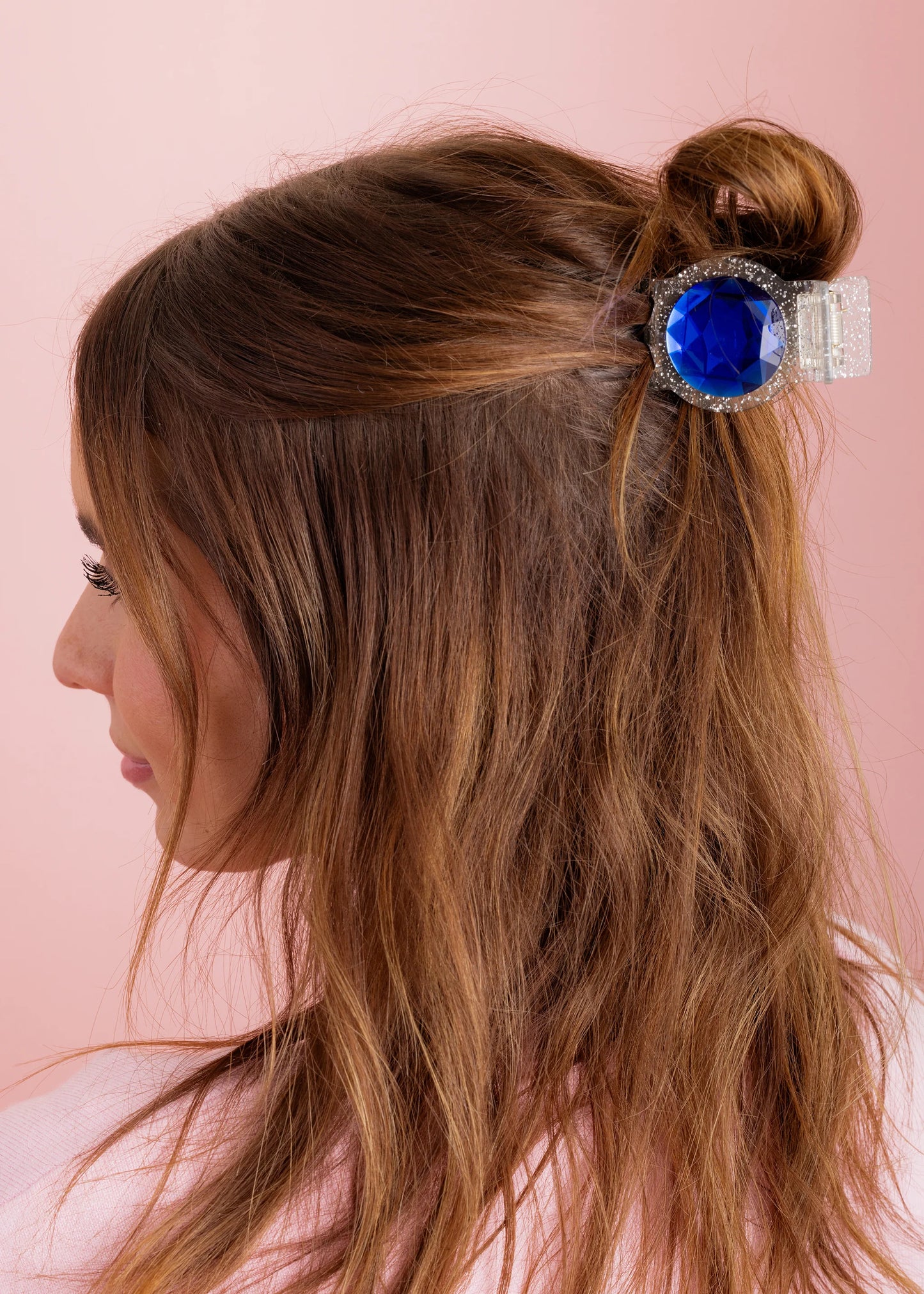 Silver Blue Gemstone Claw Clip