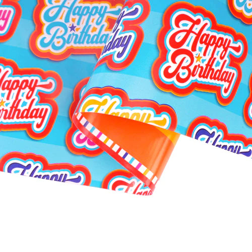 Stripe & HBD Reversible Wrapping Paper