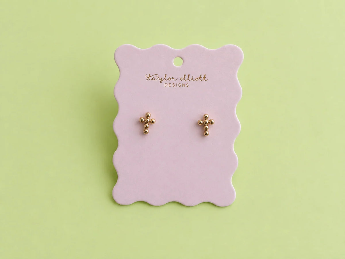 Mandy Gold Cross Earrings