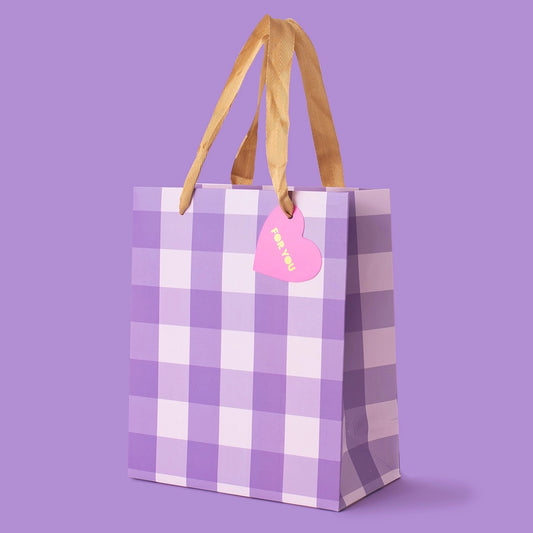 Purple Gingham Gift Bag, Medium