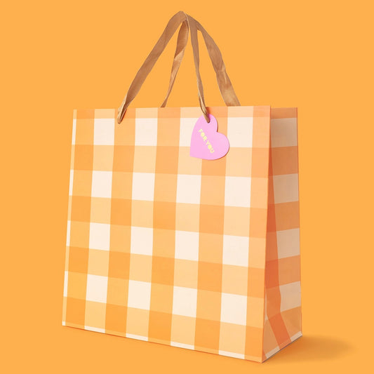 Orange Gingham Gift Bag, Medium