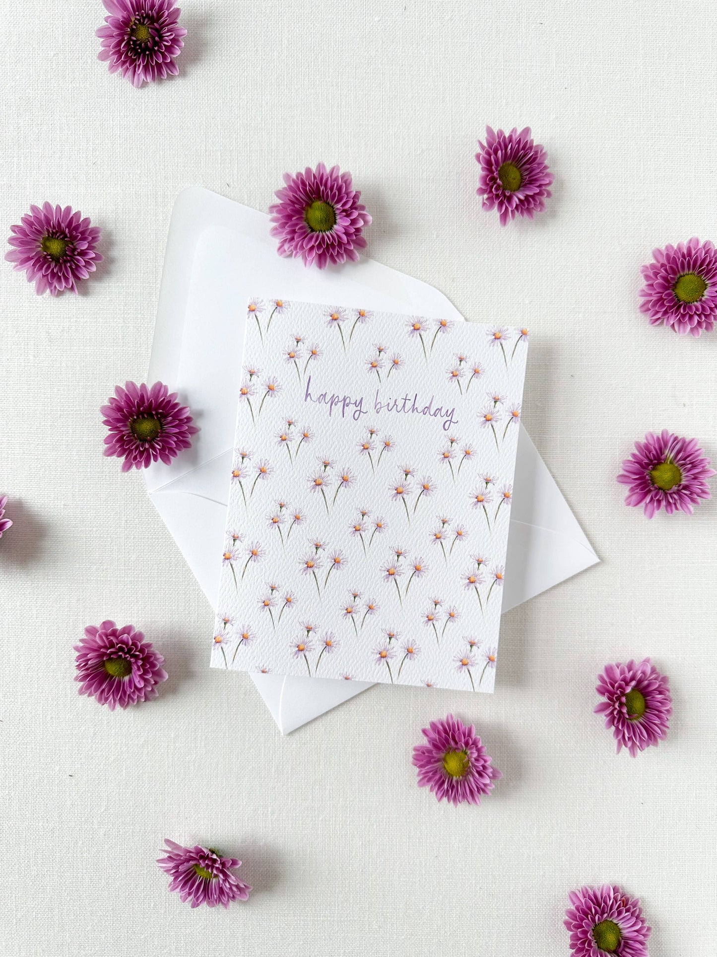 Happy Birthday Purple Floral Greeting Card