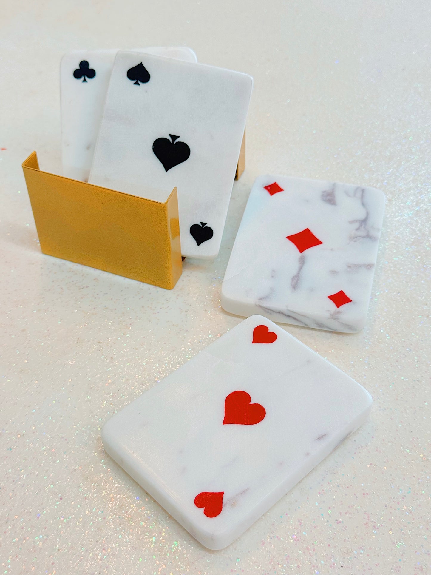 Marble Playing Card Coasters