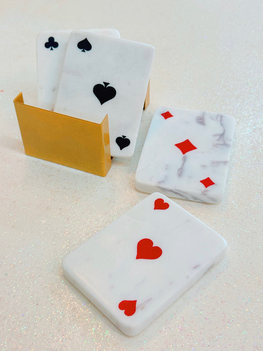 Marble Playing Card Coasters