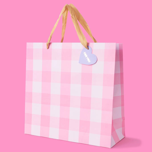 Pink Gingham Gift Bag, Large