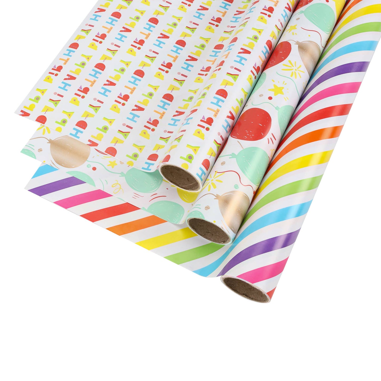 Birthday Wrapping Paper Roll, 3 Pack