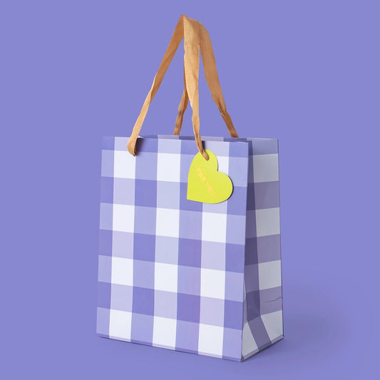 Blue Gingham Gift Bag, Medium