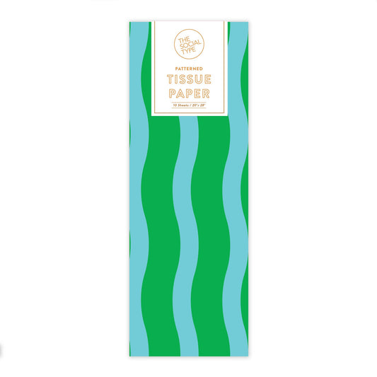 Green/Aqua - Fussy Stripe Tissue Paper