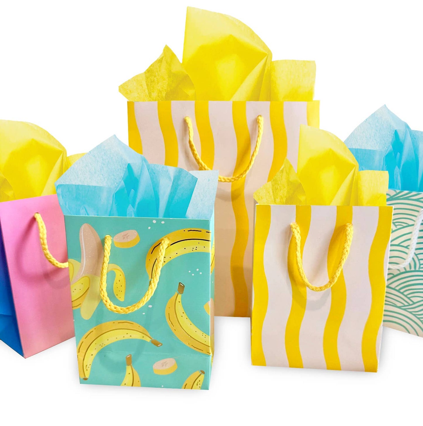 Yellow Fussy Stripe Gift Bag