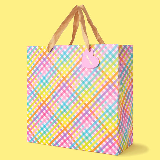 Colorful Gingham Gift Bag, Large