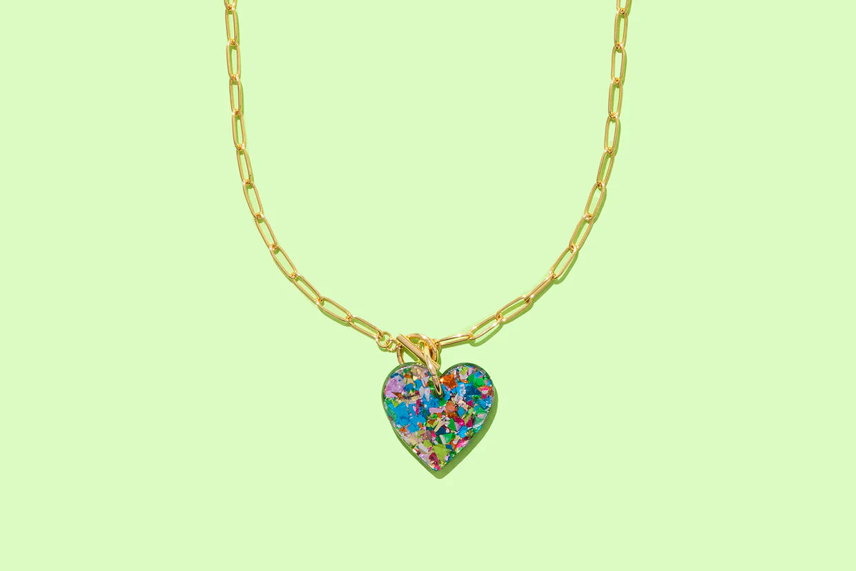 Colorful Confetti Heart Necklace