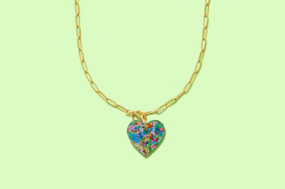 Colorful Confetti Heart Necklace
