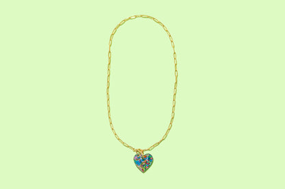 Colorful Confetti Heart Necklace