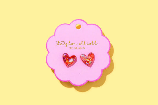 Confetti Heart Studs