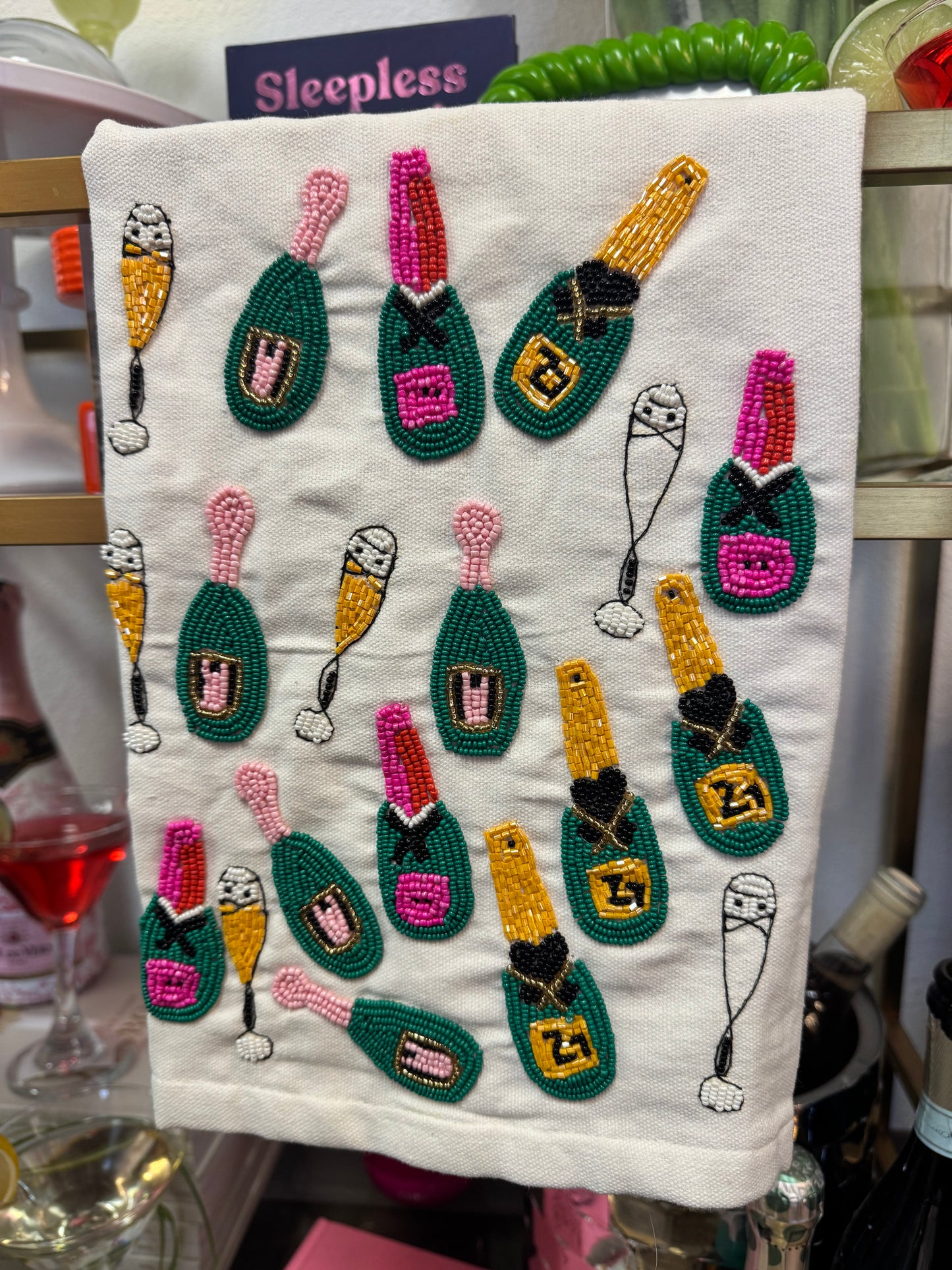 Beaded Bottle Tea Towel