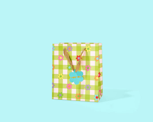 Gingham Flowers Gift Bag | Medium
