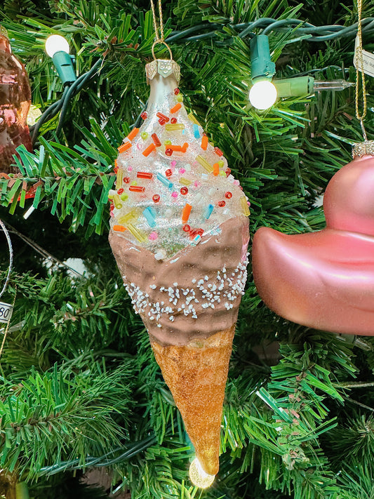 Ice Cream Plz Ornament - Brown