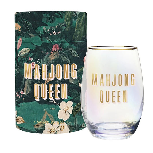 Mahjong Queen Wine Glass