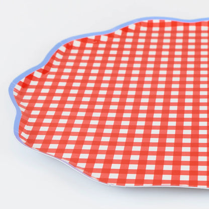 Red Gingham Dinner Plates