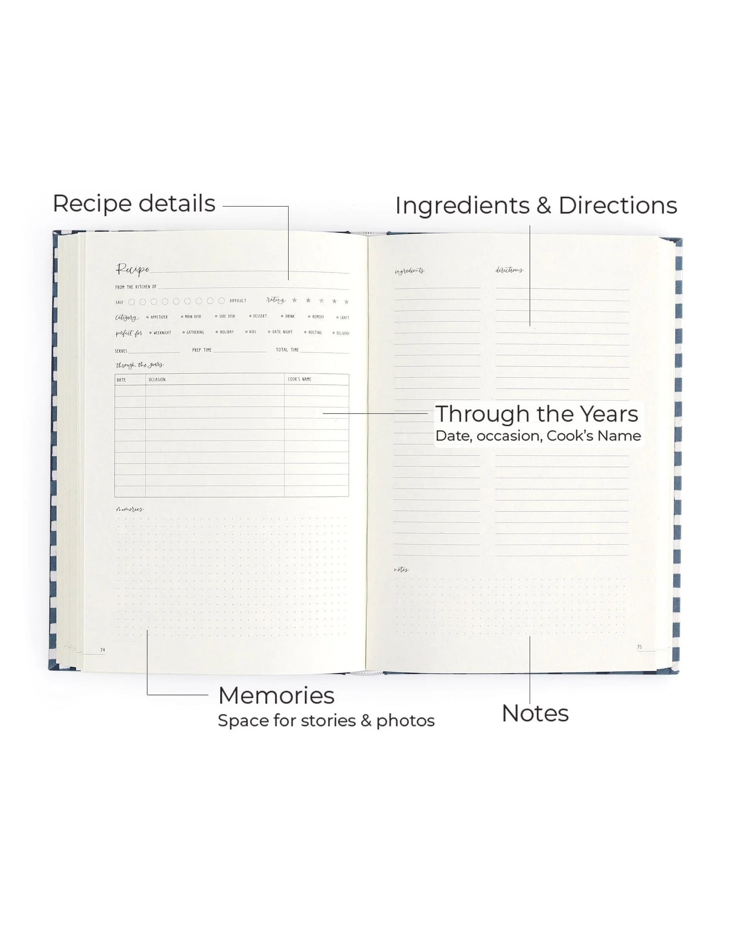 Heirloom Recipe Book | Navy Gingham