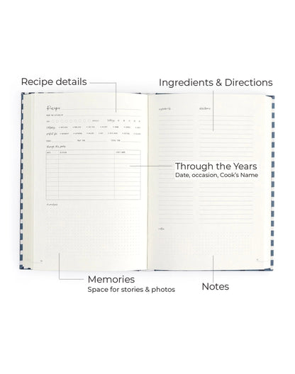 Heirloom Recipe Book | Navy Gingham