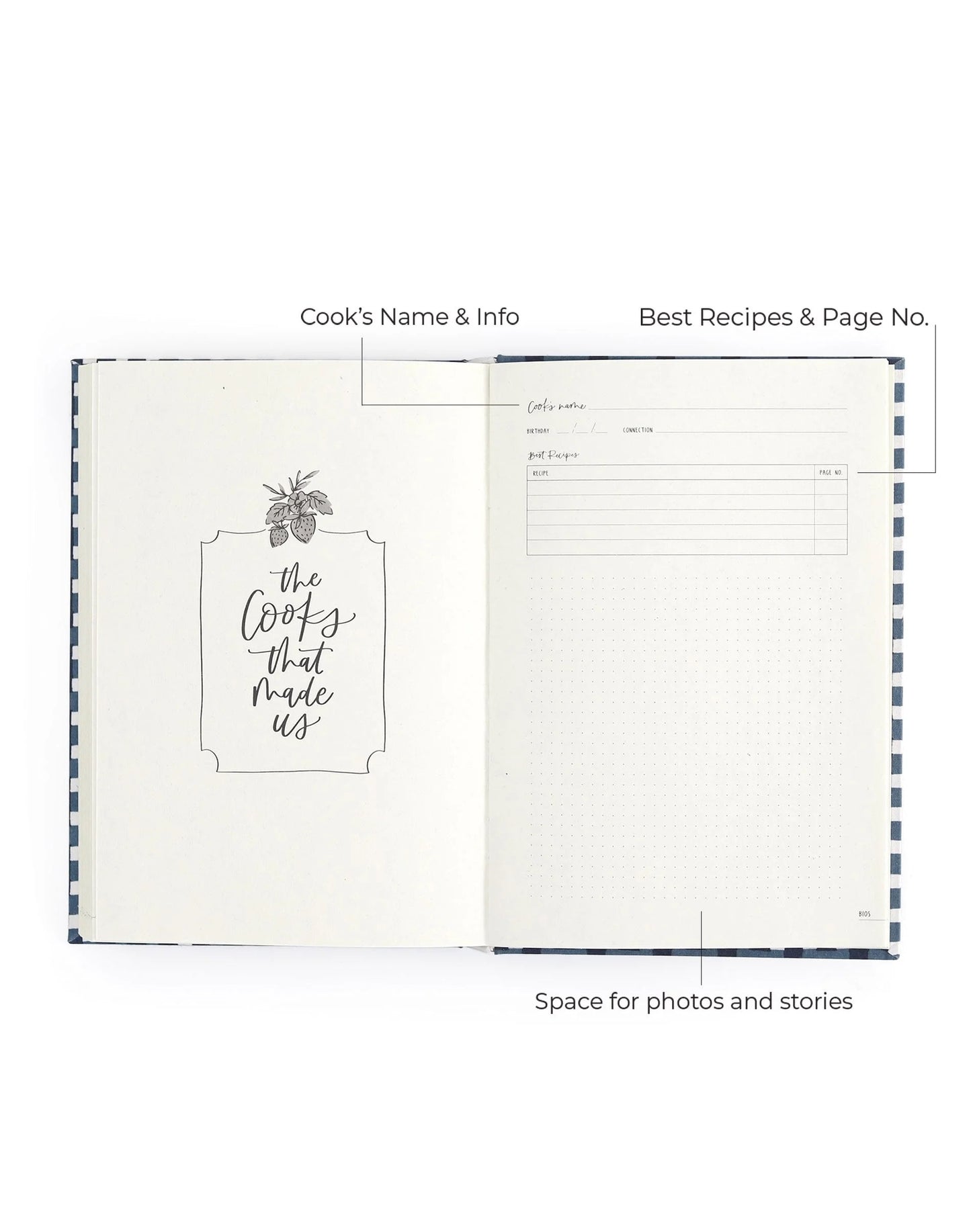 Heirloom Recipe Book | Navy Gingham