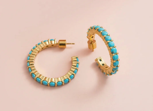 Brinn Turquoise Hoops - Small