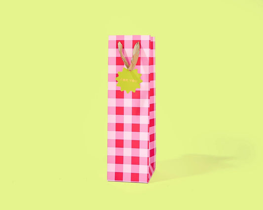 Red & Pink Gingham Bag | Wine
