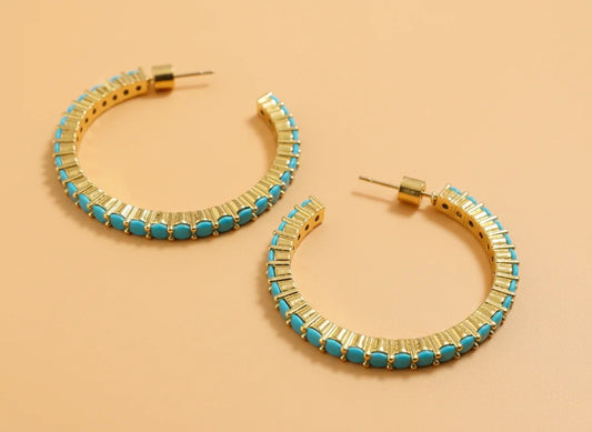 Brinn Turquoise Hoops - Large