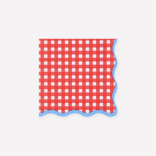 Red Gingham Cocktail Napkins