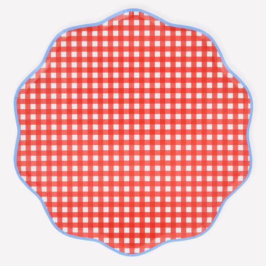 Red Gingham Dinner Plates