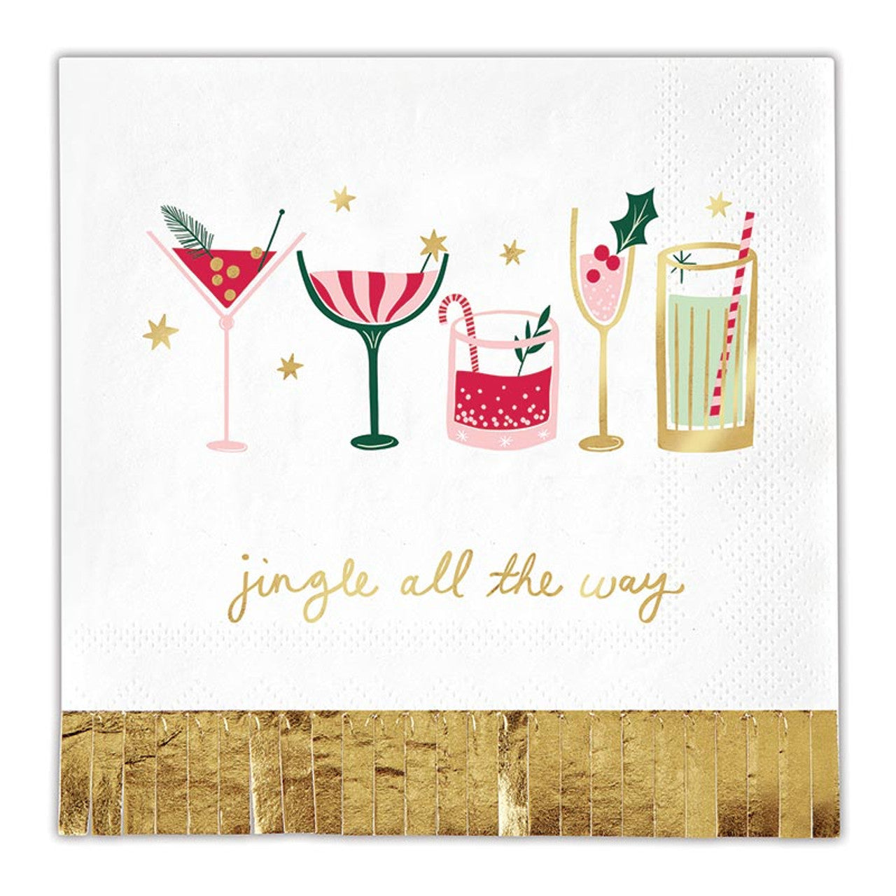 Jingle All The Way Foil Fringe Napkins