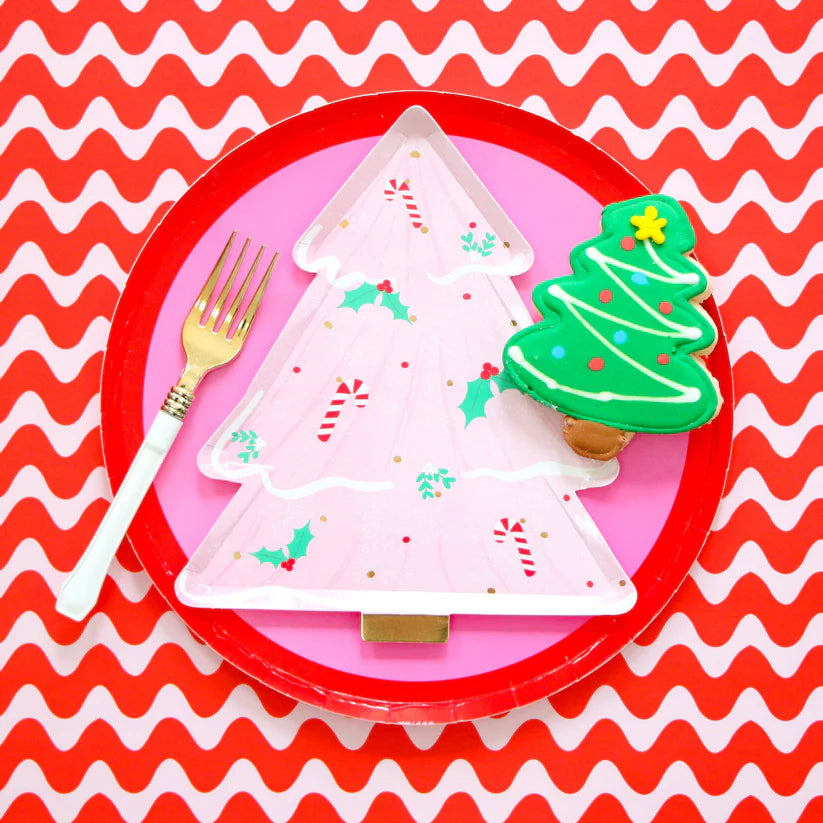 Jolly Pink Tree Plates