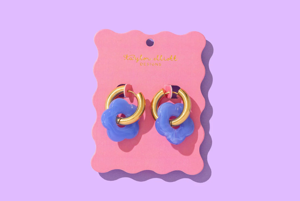 Laurel Blue Acrylic Huggie Earrings