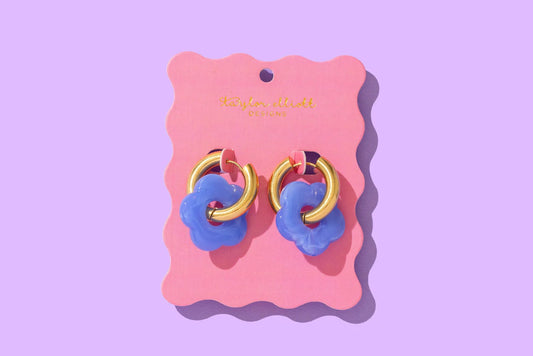 Laurel Blue Acrylic Huggie Earrings