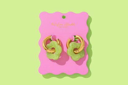 Laurel Green Acrylic Huggie Earrings