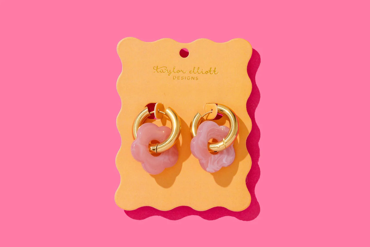 Laurel Pink Acrylic Huggie Earrings
