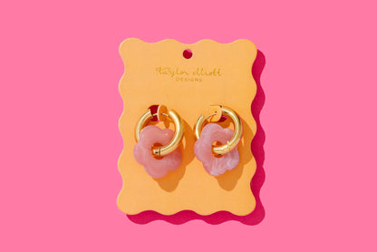Laurel Pink Acrylic Huggie Earrings