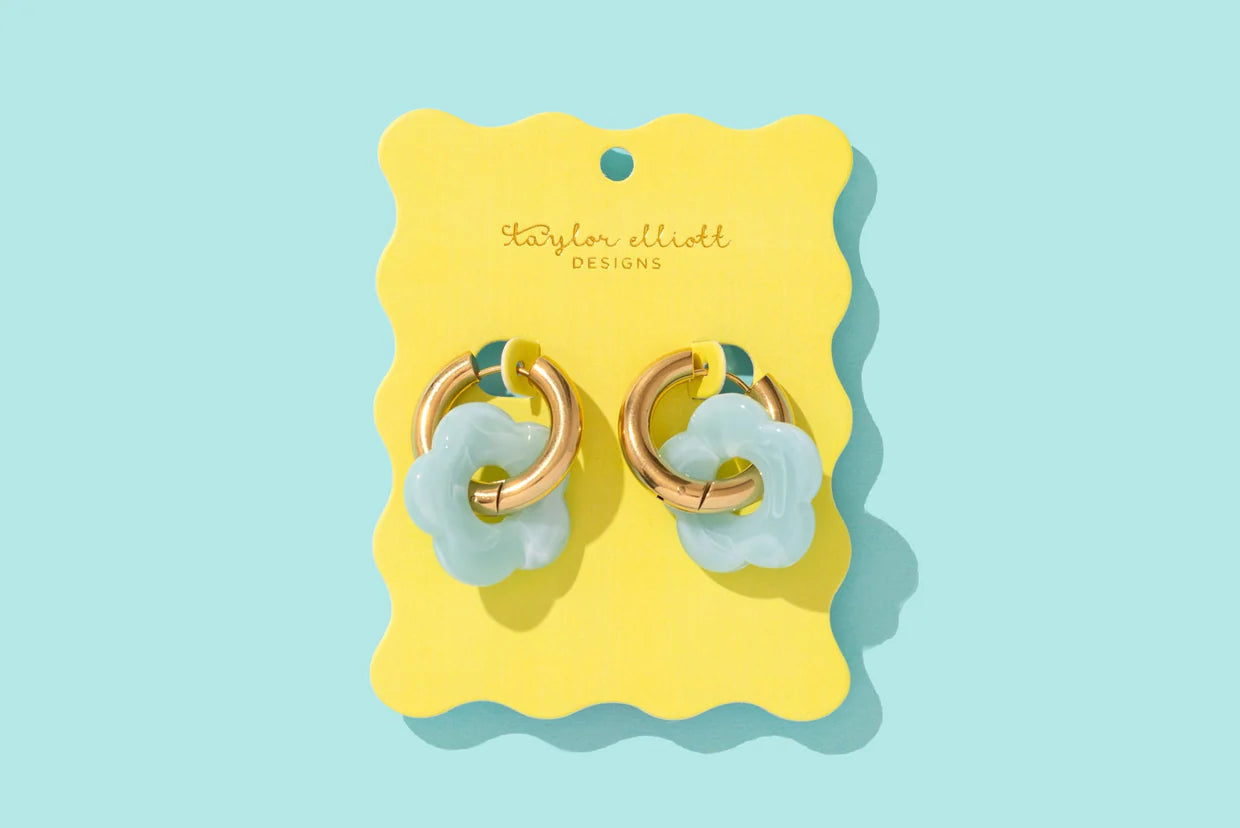 Laurel Turquoise Acrylic Huggie Earrings