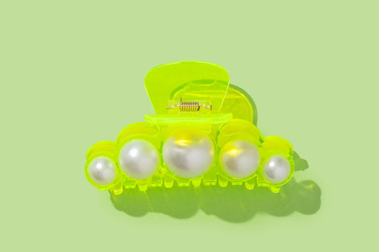 Neon Green + Pearl Claw Clip