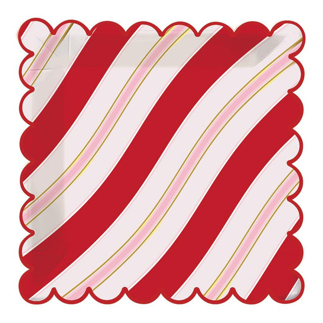 Peppermint Stripe Scalloped Plates