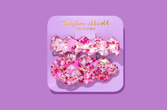 Pink Confetti Hair Clip Set